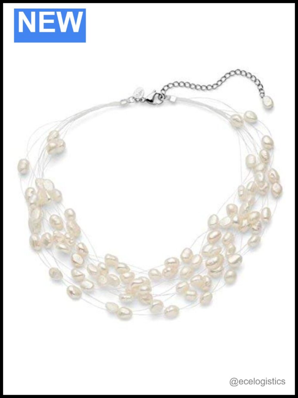 12 Strand Freshwater Cultured Pearl Necklace 17" Lobster Clasp